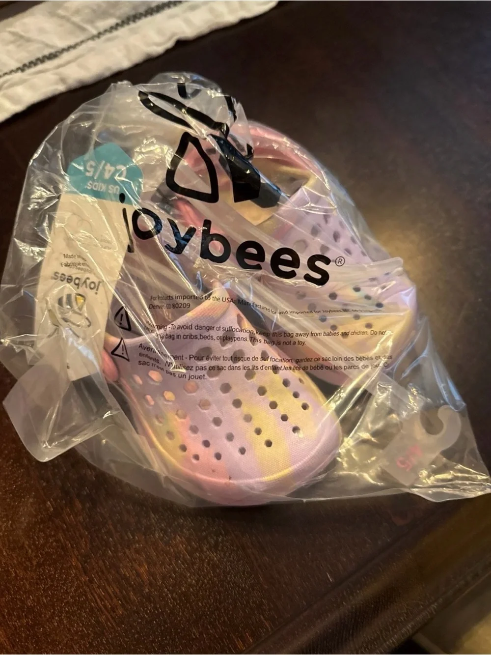 Kids Pink Tie- Joy Bees Clog Sandals C4/5